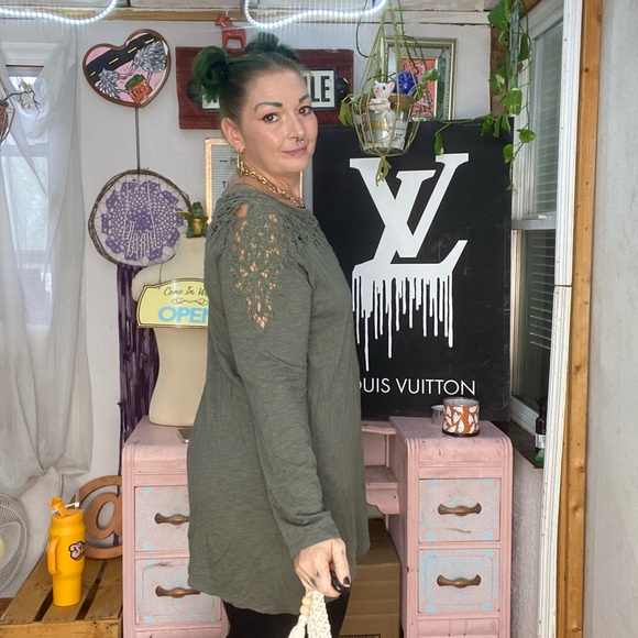 J Jill Olive Green Lightweight Long Sleeve Casual top Size Large - Picture 3 of 15